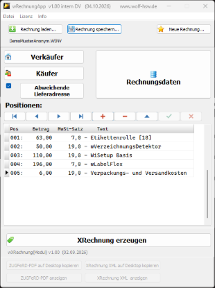 Bild von wXRechnung